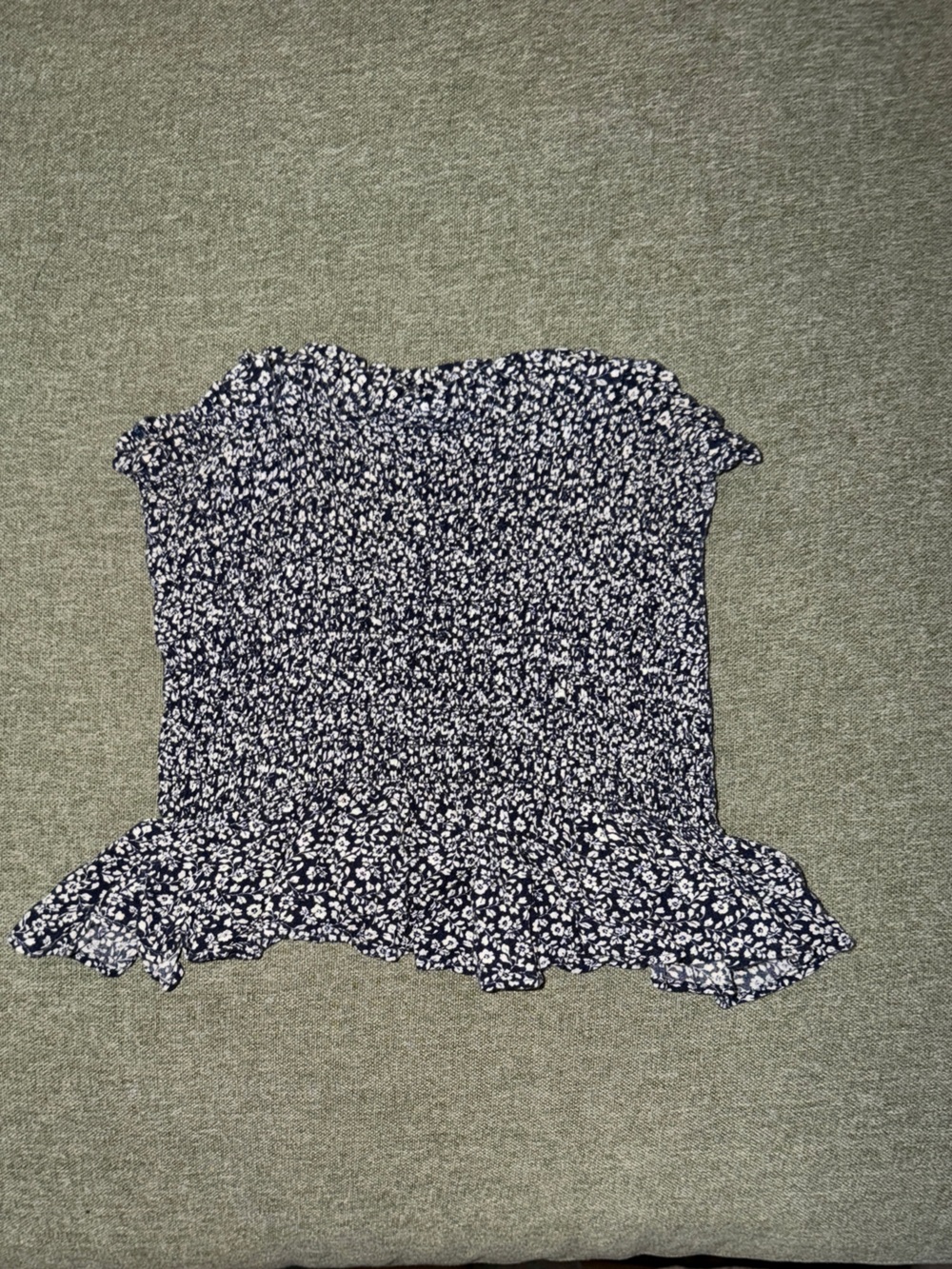 American Eagle Navy Floral Ruffle Midi Skirt